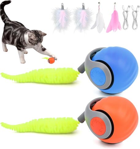 2 Packs Speedy Turbo Tail 3.0, 2025 New Interactive Cat Toy with Automatic Moving & Two Speed Adjustment for Indoor Bored Adult Cats in Kuwait