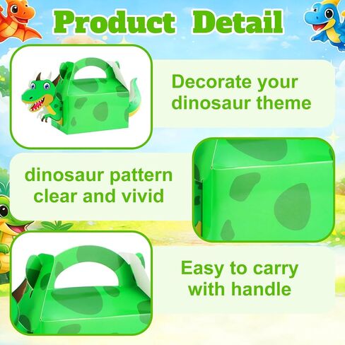 AmazingSpark 24 Pcs Dinosaur Party Favor Boxes, Dinosaur Theme Birthday Goodie Candy Treat Gift Boxes, Cute Dino Party Supplies for Birthday, Game Theme Events in Saudi Arabia