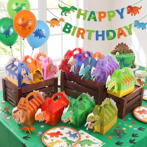 AmazingSpark 24 Pcs Dinosaur Party Favor Boxes, Dinosaur Theme Birthday Goodie Candy Treat Gift Boxes, Cute Dino Party Supplies for Birthday, Game Theme Events in Saudi Arabia