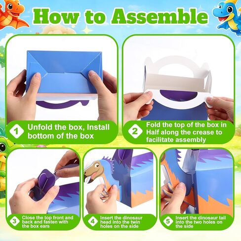 AmazingSpark 24 Pcs Dinosaur Party Favor Boxes, Dinosaur Theme Birthday Goodie Candy Treat Gift Boxes, Cute Dino Party Supplies for Birthday, Game Theme Events in Saudi Arabia