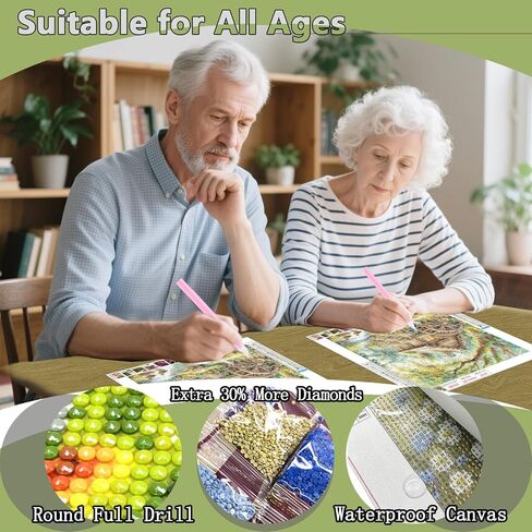 AMORARS Landscape Diamond Art Kits for Adults - 5D Wooden House Diamond Painting Kit for Beginners - Full Diamond Dot Rond Gem Art Paintings and Gifts Home Decoration Crafts, 12x12Inch in Saudi Arabia