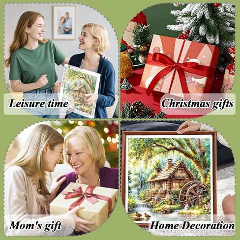 AMORARS Landscape Diamond Art Kits for Adults - 5D Wooden House Diamond Painting Kit for Beginners - Full Diamond Dot Rond Gem Art Paintings and Gifts Home Decoration Crafts, 12x12Inch in Saudi Arabia