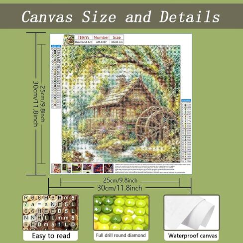 AMORARS Landscape Diamond Art Kits for Adults - 5D Wooden House Diamond Painting Kit for Beginners - Full Diamond Dot Rond Gem Art Paintings and Gifts Home Decoration Crafts, 12x12Inch in Saudi Arabia