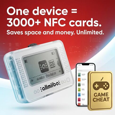 محاكي NFC ذكي مزود بشاشة OLED مقاس 1.2 بوصة، وفتحة بطاقة 3000 ومنفذ USB-C - متوافق مع منصات متعددة لأجهزة Switch/3DS/Wii U* - تبديل سريع لملف التعريف، وقابل لإعادة الشحن، ومنظم محمول لعلامات NFC (غير تابع) in Saudi Arabia