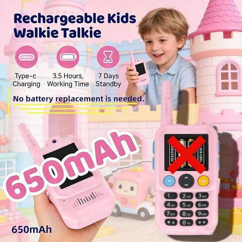Video Walkie Talkies Toys for Kids Ages 3-12 – Rechargeable USB Two-Way Radios with Camera, 2 Packs Handheld Intercom for Indoor Outdoor Family Games, Camping, Hiking & Birthday Gifts (Blue & Pink) in Saudi Arabia