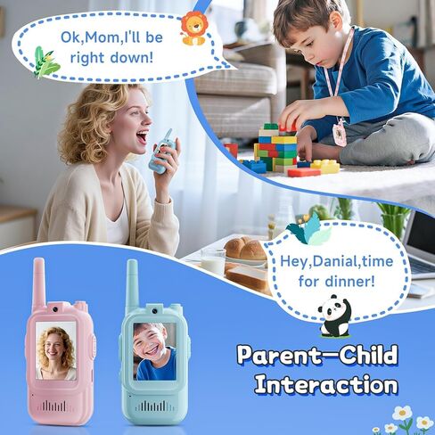 Video Walkie Talkies Toys for Kids Ages 3-12 – Rechargeable USB Two-Way Radios with Camera, 2 Packs Handheld Intercom for Indoor Outdoor Family Games, Camping, Hiking & Birthday Gifts (Blue & Pink) in Saudi Arabia
