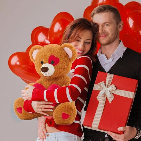 Tezituor I Love You Teddy Bear Stuffed Animal for Valentines Bear Plush with Red Heart Toy Cute Brown Teddy Gifts for Girls Women Girlfriend Daughter 2026 Valentine's Day Anniversary Birthday in Saudi Arabia
