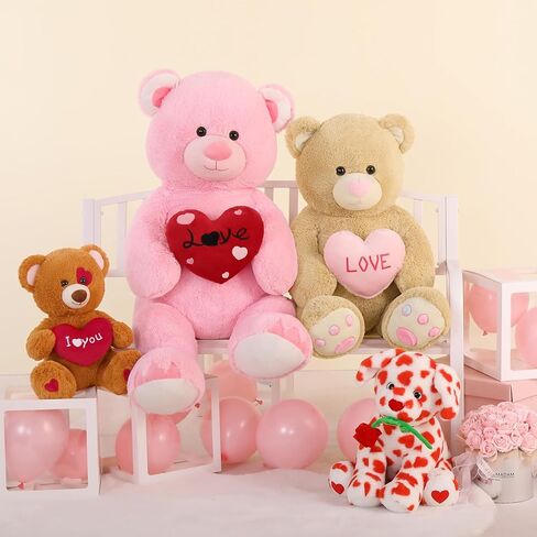 Tezituor I Love You Teddy Bear Stuffed Animal for Valentines Bear Plush with Red Heart Toy Cute Brown Teddy Gifts for Girls Women Girlfriend Daughter 2026 Valentine's Day Anniversary Birthday in Saudi Arabia
