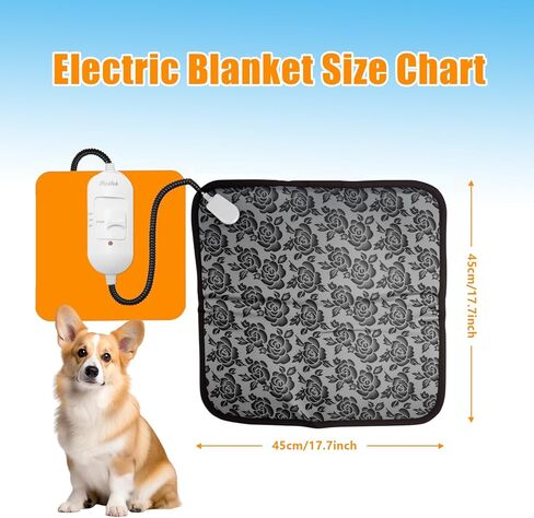 Pet Heating Pad for Dogs and Cats, 17.7x17.7 inches, Heated Dog Bed & Heated Cat Bed, Waterproof Cat Electric Heated Pad Mat for Dogs with Chew Resistant Cord and Constant Temperature for Indoor Use in Saudi Arabia