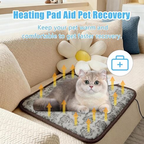 Pet Heating Pad for Dogs and Cats, 17.7x17.7 inches, Heated Dog Bed & Heated Cat Bed, Waterproof Cat Electric Heated Pad Mat for Dogs with Chew Resistant Cord and Constant Temperature for Indoor Use in Saudi Arabia