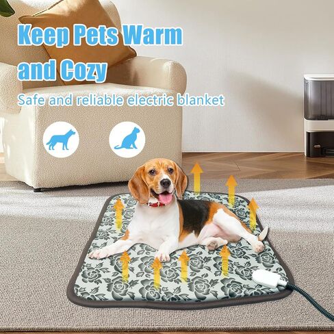 Pet Heating Pad for Dogs and Cats, 17.7x17.7 inches, Heated Dog Bed & Heated Cat Bed, Waterproof Cat Electric Heated Pad Mat for Dogs with Chew Resistant Cord and Constant Temperature for Indoor Use in Saudi Arabia