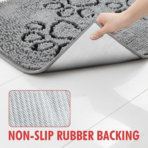 MUDGUARD MAT™ Dog Door Mat with Two-Paws Motif Design, Super Absorbent Microfiber Chenille, Non-Slip Quick-Dry Indoor Rug for Muddy Paws, Pets & Entryway, Machine Washable, Grey 19"x30" in Saudi Arabia