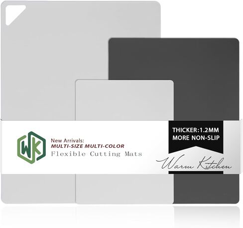 WK Flexible Plastic Cutting Mats for Kitchen Set of 3, Non Slip Cutting Mat, Thin Cutting Sheets, BPA Free, Dishwasher Safe, Multi Sizes, Multi Colors in Kuwait