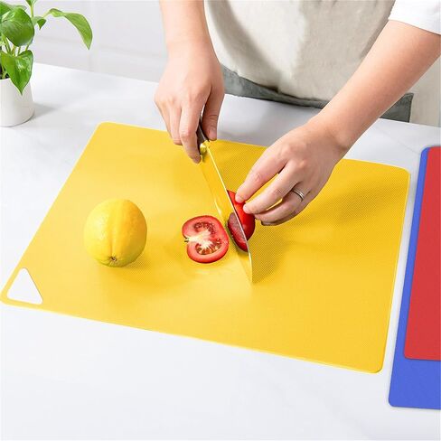 WK Flexible Plastic Cutting Mats for Kitchen Set of 3, Non Slip Cutting Mat, Thin Cutting Sheets, BPA Free, Dishwasher Safe, Multi Sizes, Multi Colors in Kuwait