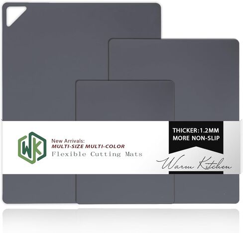WK Flexible Plastic Cutting Mats for Kitchen Set of 3, Non Slip Cutting Mat, Thin Cutting Sheets, BPA Free, Dishwasher Safe, Multi Sizes, Multi Colors in Kuwait