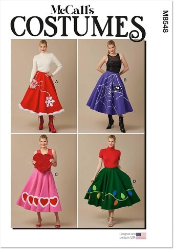 McCall's M8548A Misses' Christmas Circle Skirts Sewing Pattern Packet, Design Code M8548, Sizes XS-S-M-L-XL-XXL in Saudi Arabia