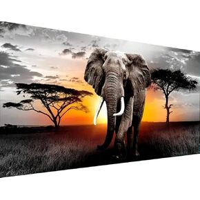 Large Diamond Art Kits for Adults Elephant, DIY Diamond Painting Art Animals Round Full Drill Crystal Diamond Embroidery Paintings Arts Craft for Home Wall Decor (27.6 X 15.7 Inch) in Kuwait