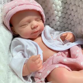 دمية طفلة نابضة بالحياة لكامل الجسم، فتاة نائمة باسكال مقاس 33 سم ترتدي فستانًا ورديًا، مثالية لهدايا عيد الميلاد in Kuwait