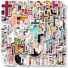 120pcs Cross Stickers Pack，Cute Cartoon Aesthetic Waterproof Stickers，Vinyl Art Water Bottle,Skateboard,Laptop,Phone,Journaling,Scrapbooking Decals in Saudi Arabia