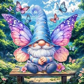 JXDXDJ Gnome Diamond Art Kits for Adults,Butterfly Flowers 5D Full Round Drill Diamond Painting Kits for Beginners,DIY Diamond Dots Paintings Picture Arts Craft for Adults,Home Wall Decor 13.8X13.8 In in Saudi Arabia