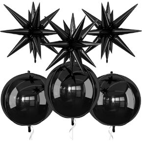 6 قطع من بالونات رقائق قزحية اللون، 22 بوصة شفافة 4D مستديرة بالون كرة ثلاثية الأبعاد وبالون نجمة انفجارية لعيد الميلاد وحفلات الزفاف وحفلات استقبال المولود الجديد وحفلات التخرج وحفلات الذكرى السنوية in Kuwait