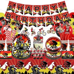 Bicycle Birthday Party Decorations - Bicycle Party Supplies including Banner, Plate, Cake Topper, Cup, Napkin, Balloon, Tablecloth - Serves 20 in Kuwait