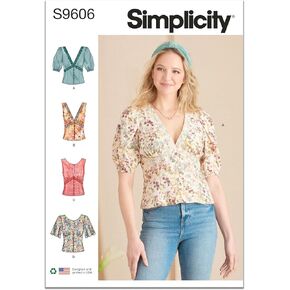 Simplicity SS9606U5 حزمة نمط خياطة بلوزة نصف جاهزة من Misses، رمز التصميم S9606، المقاسات 16-18-20-22-24 in Kuwait