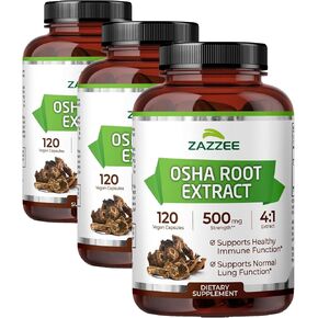 Zazzee OSHA Root Extract 120 Vegan Capsules, 500 mg Strength, Potent 4:1 Extract, Ligusticum porteri, Non-GMO and All-Natural in Saudi Arabia