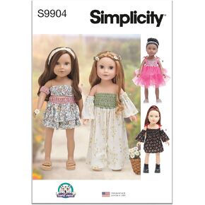مجموعة أنماط خياطة ملابس الدمى Simplicity SS9904OS مقاس 18 بوصة من تصميم كارلا ريس، رمز التصميم S9904 in Kuwait