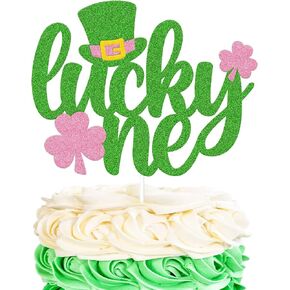 OKUSUN Lucky One Cake Topper St. Patrick 1st عيد ميلاد كعكة الديكور الحظ سحر Bday ديكور Luck One Cake Green Clover Shamrocks Theme استحمام الطفل لوازم الحفلات in Kuwait