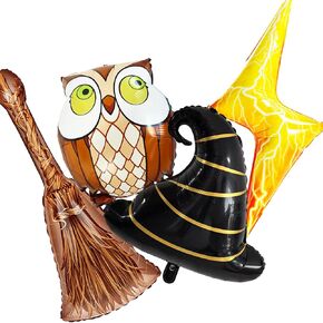 6pcs Magical Wizard Hat Balloons Hary Balloon Broom Balloons for Magic Themed Birthday Decorations Wizard Party Decor Magic Poter Decor Graduation Party Baby Shower Party Supplies in Saudi Arabia