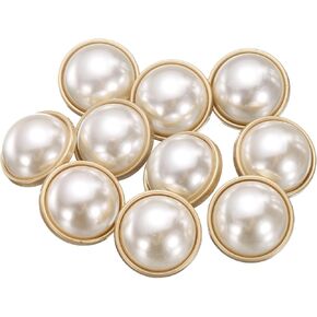 HARFINGTON 10 قطع 24 لتر أزرار خياطة معدنية ذهبية لؤلؤية 15 مم 5/8 بوصة أزرار معطف نسائية مستديرة مع بديل عرقوب بلاستيكي زر DIY لخياطة الملابس حرفة تزيين السترة، #1 in Kuwait