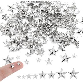 300Pcs Star Studs for Clothing,4Sizes Metal Star Studs Claw Small Stars Nailheads Rivets Spike Stud Leather Claw Rivets for Punk Rock Clothes Belt Bag Shoes Cap Bracelet Pet Collars DIY Leathercraft in Saudi Arabia