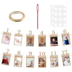 simarro 1st Birthday Party Photo Banner, Newborn to 12 Months Photo Garland Display For Baby Boy Girl Party Decoration Supplies Monthly Milestones First Birthday Picture Banner in Kuwait