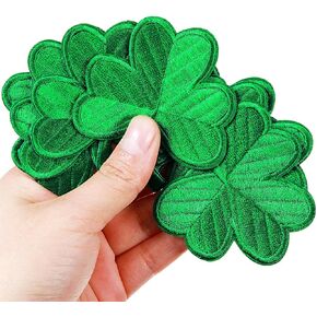 24 Pcs Shamrock Patches Irish Clover Embroidered Patch St Patrick Patch Lucky Shamrock Dark Green Irish Patches for Jackets Backpacks Bags Hats Clothing Arts Crafts in Kuwait