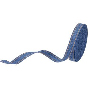 MECCANIXITY 3/8 inch Denim Fabric Ribbons, 5 Yards Denim Bow Jean Ribbon Trim Cloth Fabric for Sewing Hair Gift Wrapping, Dark Blue 10mm in Saudi Arabia