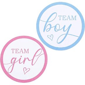 120 Pcs Gender Reveal Stickers Team Boy or Girl Round Pink or Blue Stickers Self Adhesive Decals Labels Baby Shower Party Games Decorations Supplies for Wrapping Scrapbook Envelope in Saudi Arabia