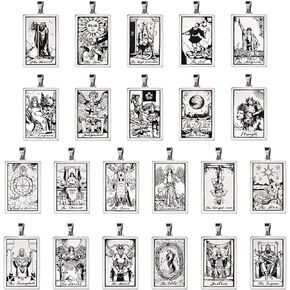 22Pcs Tarot Charms Pendants Cards Bulk for Jewelry & Necklace Making DIY Supplies,Astrology Sun and Moon Charms,Aesthetic Tarot Stainless Steel Card Pendants for Halloween Necklace in Saudi Arabia