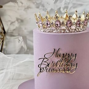 غلاف كعكة الأميرة لعيد الميلاد السعيد، تزيين كعكة الأميرة/حفلة استقبال المولود الجديد، لوازم زينة حفلات عيد ميلاد سعيد للفتيات (ذهبي أكريليك) in Kuwait