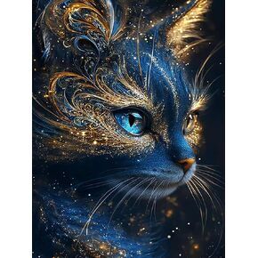 APTDYIGL 5D Black Cat Diamond Painting Kits for Adults Beginner,DIY Cat Diamond Art Kits for Adults,Round Full Drill Diamond Dots with Gem Art Kits,Home Wall Decor 12X16inch in Saudi Arabia