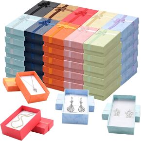 TANEMUDO 200 Pcs Jewelry Gift Boxes Set with Ribbon Bowknot 10 Colors Empty Small Gift Cardboard Boxes for Anniversaries, Weddings, Birthdays in Saudi Arabia