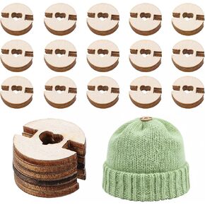 50pcs Pom Poms Buttons for Hats, 2cm Wooden Handmade Buttons, Hat Pompom Keepers Fastener Removable Faux Fur Pompom Holder for Knitting Beanies Caps DIY Craft Decoration in Saudi Arabia
