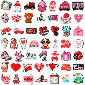 50 PCS Valentine's Day Focal Beads for Pen Colorful Valentine Silicone Charms DIY Love Hearts Loose Spacer Beads Bracelet Necklace Making Handmade Crafts(Mix Style) in Saudi Arabia