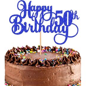 Happy 50th Birthday Cake Topper - Glitter Purple 50th Birthday Cake Decorations, Fifty Year Old Cake Smash Decor, 50th Birthday Cake Top Photo Booth Props (Purple) in Kuwait