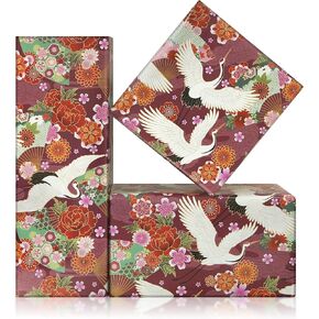 Geluode Japanese Wrapping Paper, Japanese Style Fan Cranes Flower Red Wine Burgundy Gift Wrap Paper, 4 Sheets Folded Flat 20x28 inches for Birthday, Wedding, Baby Shower in Saudi Arabia