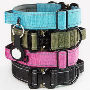 طوق تكتيكي للكلاب بمقبض تحكم وحامل علامات هوائية، وبطانة مبطنة بالنيوبرين، وأشرطة عاكسة، من النايلون السميك عالي التحمل، وإبزيم معدني، للكلاب المتوسطة والكبيرة، وردي in Kuwait