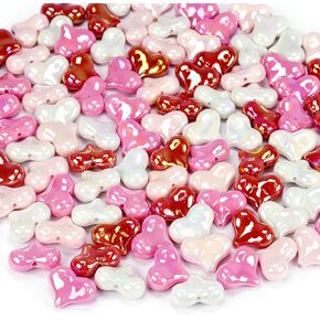 Romantic Valentine's Day Beads - 120pcs Heart Beads for Bracelets, Red Pink White Acrylic Beads for DIY Jewelry Making, Gift & Party Decor Craft Supplies in Kuwait