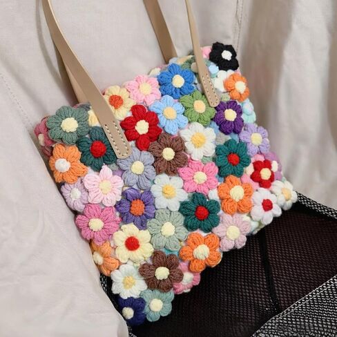 60 Pcs Crochet Flowers, Mixed Colors Knitted Yarn Flowers Handmade Crochet Floral, Small Applique for Decorative Embellishment Cardmaking Scrapbook Craft, Hats, Clothing, Backpacks in Saudi Arabia