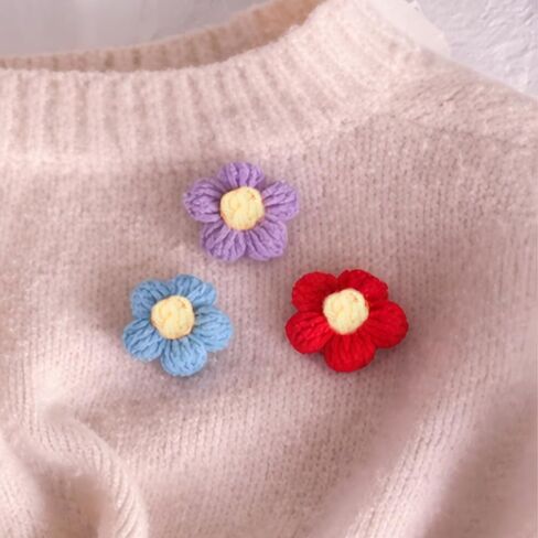 60 Pcs Crochet Flowers, Mixed Colors Knitted Yarn Flowers Handmade Crochet Floral, Small Applique for Decorative Embellishment Cardmaking Scrapbook Craft, Hats, Clothing, Backpacks in Saudi Arabia