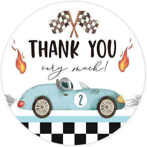 Whaline 500 Pcs Race Car Thank You Stickers Roll Round Stickers Blue Racing Theme Self Adhesive Decals Labels for Gender Reveal Birthday Party DIY Craft Scrapbook Decoration in Saudi Arabia